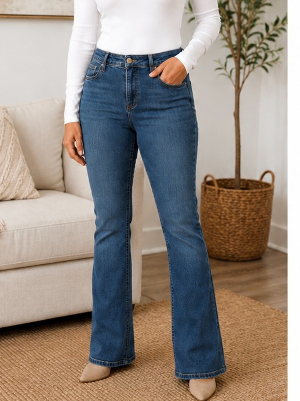 NYDJ TummyTuck Jeans Size 10 Blue Stretch High-Rise Bootcut Jeans Made in USA